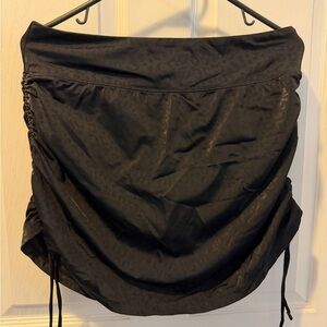 KIAVA Black Swim Skirt with Side Tie Detail- black leopard print  large